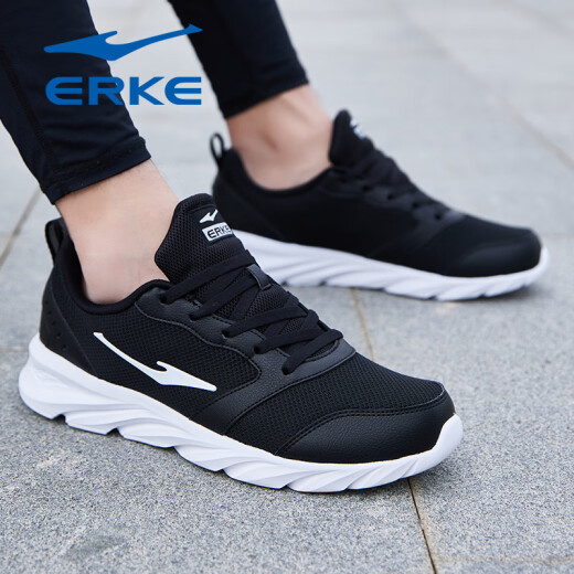 Hongxing Erke sports shoes men's shoes summer mesh breathable soft sole running shoes official odorproof mesh shoes men casual travel shoes men black 3291 (mesh style) 39