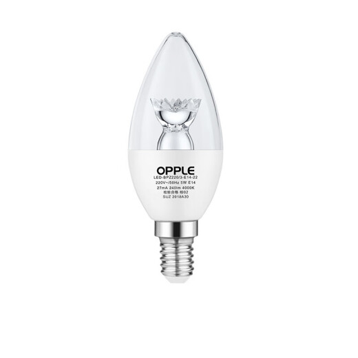 OPPLE led light bulb E14 chandelier light bulb wall light small screw tip candle shaped light bulb fashion white 5W warm white light