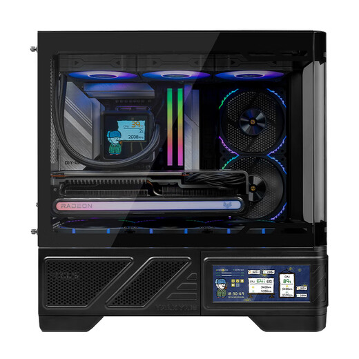 VALKYRIE VK03-M BLACK black M-ATX gaming computer desktop case supports 360° water cooling 6.2-inch touch screen curved glass 270 sea view room