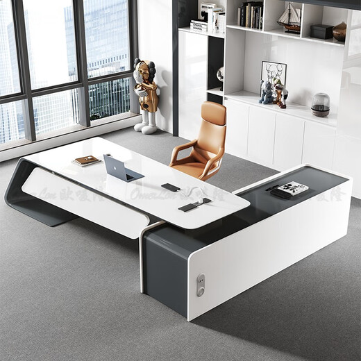 Ou Malong light luxury paint boss desk creative desk president leadership executive desk modern medical beauty fashion desk white 2.8 meters desk + office chair