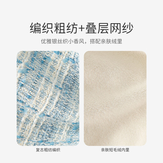 DAVE&BELLA children's dress plus velvet girl princess dress small fragrant baby dress autumn and winter new children's dress toddler clothes gray blue ready stock 100 cm (recommended height 90-100cm)