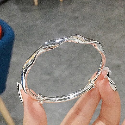 新款莫比乌斯扭纹手镯女纽线波浪亮面简约素圈高级感闺蜜手镯手饰 M1478【扭纹手镯1个装】