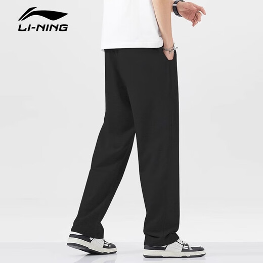 李宁（LI-NING）运动裤男秋款宽松舒适透气长裤棉质跑步直筒运动训练休闲卫裤