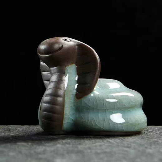 Zhenfan Ceramics Twelve Zodiac Ornaments Complete Set Cute Mini Rat Ox Tiger Rabbit Dragon Snake Horse Sheep Monkey Chicken Dog Pig Tea Pet Ornaments Monkey-(Ge Kiln Model)