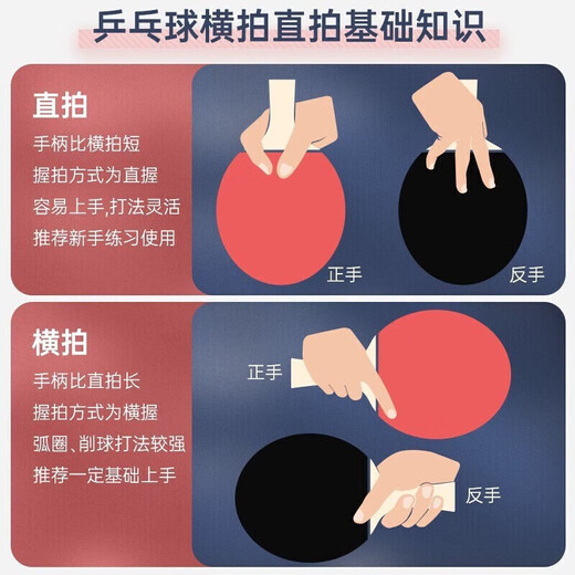 狂神乒乓球拍儿童学生训练双拍初学者比赛双面反胶pp球拍对拍2只装 3星 专业】2只长横拍k3882 +10球