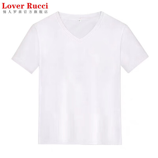 Liebhaber Rucci reines Baumwollschulter kurzärärmig V-Ausschnitt T-Shirt Frauen 2025 Sommer Neues lose Schlank