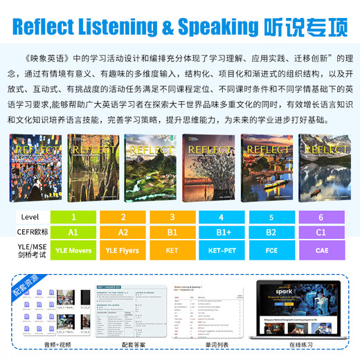 Genuine National Geographic Junior and High School Listening, Speaking, Reading and Writing Training Textbook Reflect Image English Level 123456 Listening, Speaking, Reading, Writing, and Writing, including online account Level 1 (listening, speaking) International Version