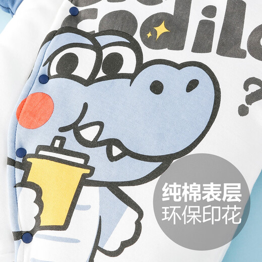 Duoxiluka infant cotton clothing autumn and winter style baby plus velvet one-piece clothespin cotton warm and thickened Molan dinosaur 80