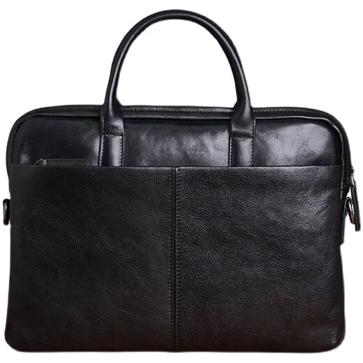 GUFANTI genuine first-layer cowhide briefcase men's large-capacity business trip laptop bag Father's Day gift for husband Black genuine first-layer cowhide medium bag 14 inches