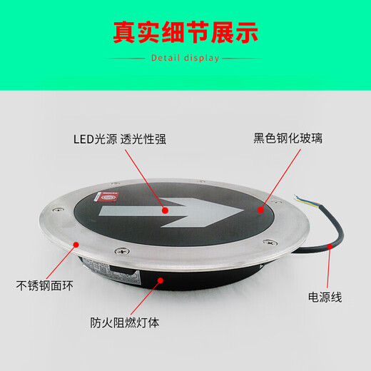 National standard fire landmark light round ground evacuation indicator light embedded square safety exit emergency underground light. Large quantity wholesale