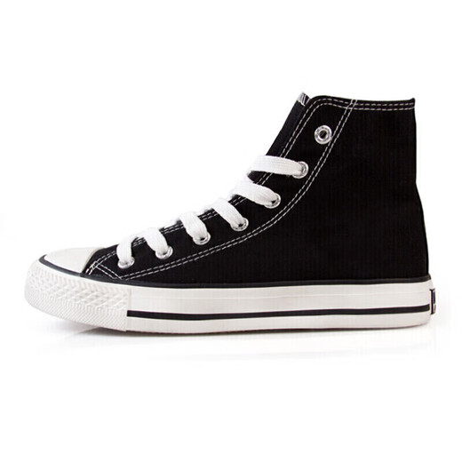 Huili Classic High-Top Canvas Zapatos Versátiles de moda Moda y zapatos para mujeres Zapatos casuales Zapatos WXY-473T Negro 42