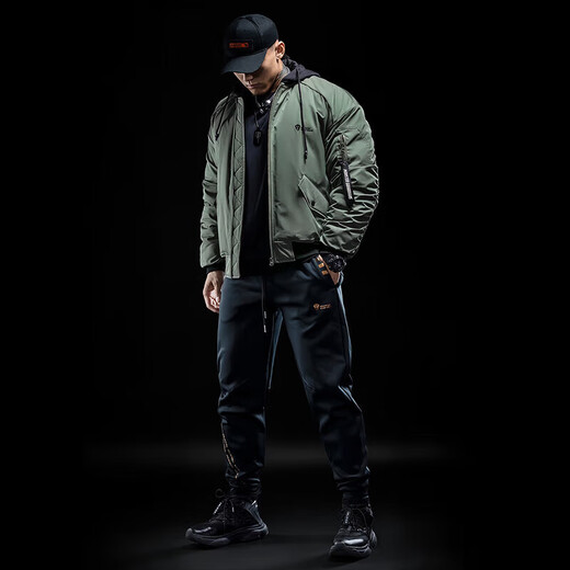 Monster Guardians flight jacket men's autumn and winter trendy contrasting color baseball uniform casual all-match sports jacket military green L