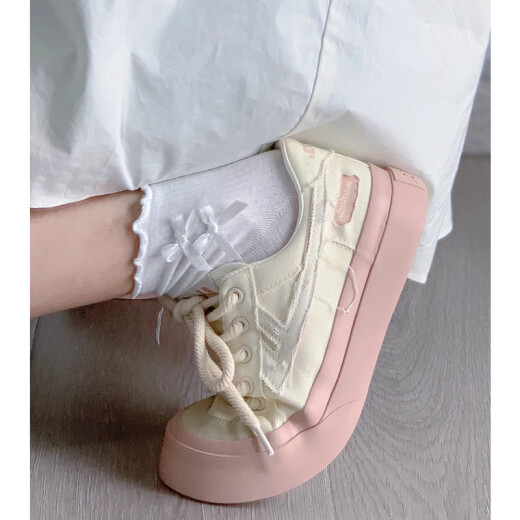 Pull back women's shoes canvas shoes women's 2024 new shoes women's versatile summer student white shoes breathable casual sneakers women's rice pink 37