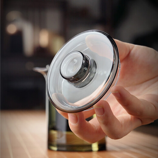 Quandu office teapot simple high borosilicate heat-resistant glass teapot household personal flower teapot thickened teapot B type transparent 350ml