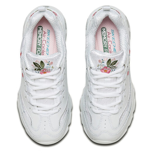 
Skechers women's shoes 2024 spring and autumn new elegant butterfly embroidered casual shoes for women thick sole heightened daddy shoes women's sports shoes 11977-WHT 35