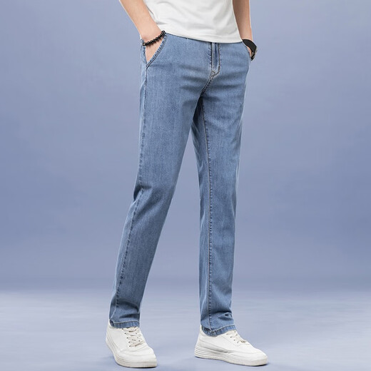 FEIYULEE official jeans 2025 spring and summer new style men's business casual stretch loose cotton straight jeans men LEE 9866 light blue size 32 (2 feet 5)