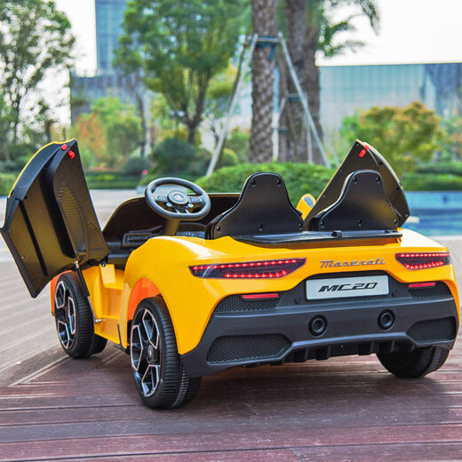 Cute Smiling Gull Maserati children's electric car two-seater four-wheel baby with remote control toy car can sit adults and children sports car 12V red music Bluetooth self-driving remote control foam wheel