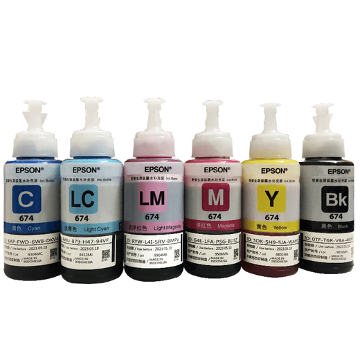 Gu Zhisu anwendbarer Epson 674 Tinte Nachfüll L805L810L801L1800L850R330R230 Drucker Sechs Schwarz BK