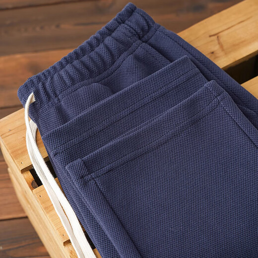 ROMON's textured large piqué cotton navy blue men's loose straight casual sports spring and autumn trousers simple basic versatile navy blue L 175-150-170Jin Jin is equal to 0.5 kg
