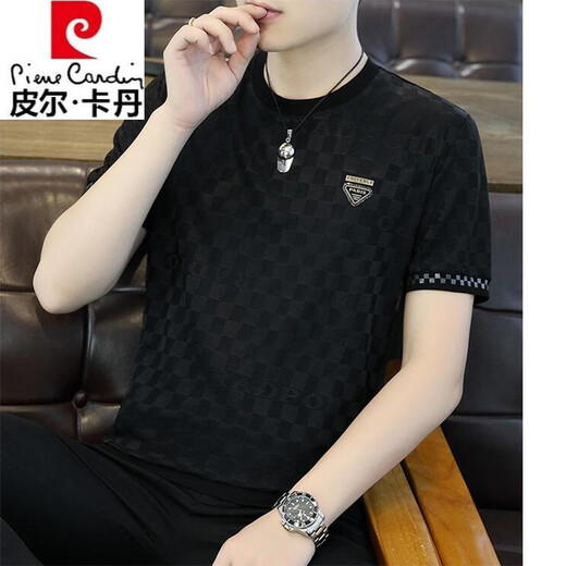 
Pierre cardin men's ice silk short-sleeved T-shirt 2024 summer new product mulberry silk round neck T-shirt half-sleeved top 698 white L110-130Jin [Jin equals 0.5 kg]