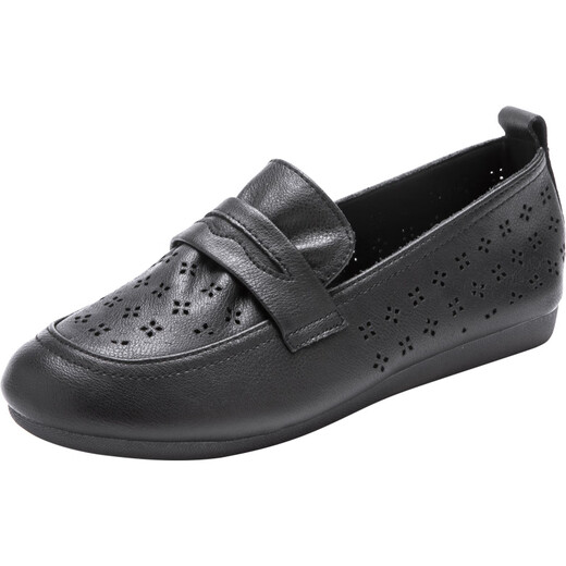 Zapatos de madre de cuero suave de cuero genuino de Kanglibi zapatos individuales de mediana edad y viejos cómodos y no cansados zapatos de cuero de mediana edad y viejos zapatos jóvenes y sin deslizamiento de mujeres primavera y otoño estilo 677 agujeros de agujero transpirable y no molido 41 41
