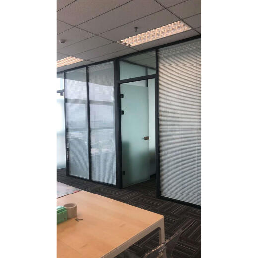 Huashengyu (HUASHENGYU) office glass partition aluminum alloy double-layer tempered frosted glass louver wall indoor sound insulation high partition Fuzhou single-layer transparent splicing partition