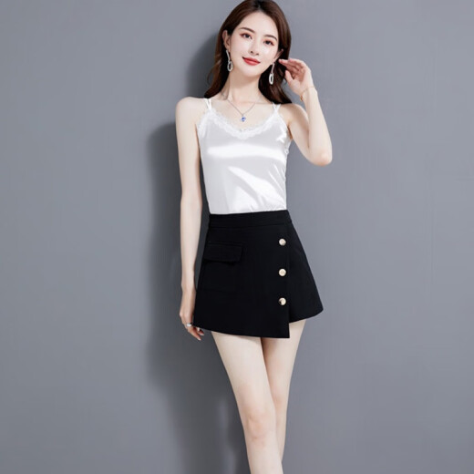 Yalu genuine guaranteed lace suspender vest for women summer design ice silk niche outside and inside suit French Z757 black M