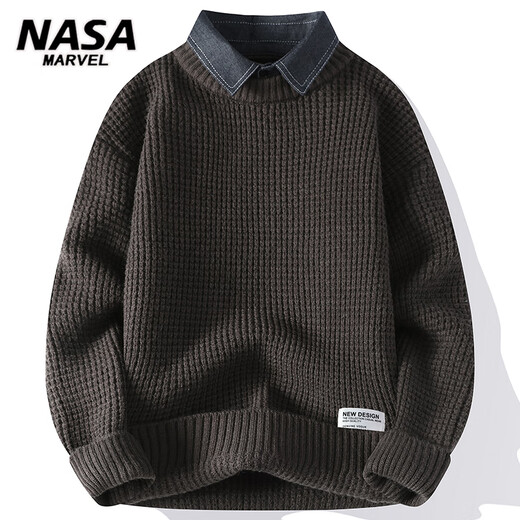 NASA Marvel adolescent le plus chaud Faux pull en deux pièces pull en tricot Sweater Men de base polyvalent
