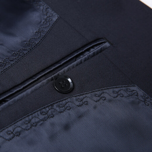 红都100精纺羊毛夹克商务正装上班开会翻领袖口带扣中年男装外套 藏蓝JT8229-1 XL 180/96A