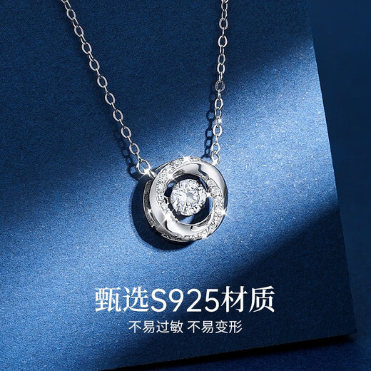 Catiro's Brilliant Heart 999 Silver Necklace Women's Silver Ornament Clavicle Chain Pendant Birthday Gift for Girlfriend Brilliant Heart Necklace/925 Silver/Ghostwriting Greeting Card