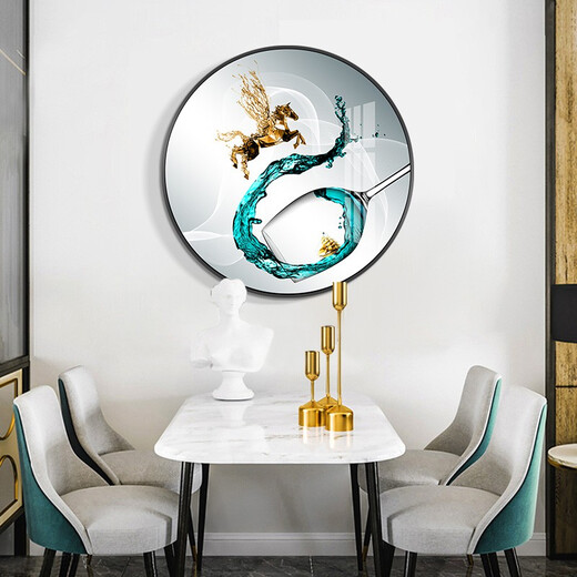 Mo Hua Lulin Restaurant Dekorative Gemälde moderner einfacher Esstisch Hängende Maler Restaurant Wandeingang Eingangseingangsschrank High-End-Malerei Esszimmer Jiuyu Bild 02 Paar Wein Dang Song 12350 Kristallporzellanmaler 40 schwarzer Rahmen (Gold Rahmen erfordert Notizen Notizen