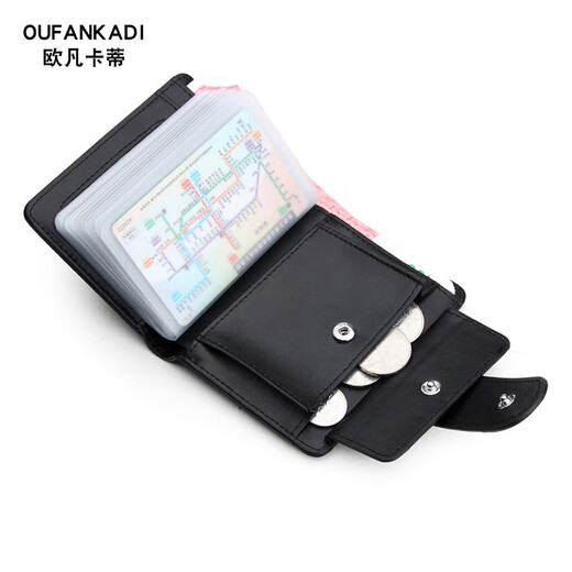 Ovankati bolso para tarjetas bancarias de cuero genuino, tarjetero para hombre, bolsa de identificación de gran capacidad, bolsa de almacenamiento con ranuras para múltiples tarjetas, tarjetero para mujer, tarjetero negro