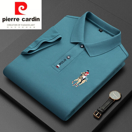 Pier Cardin pure cotton short-sleeved T-shirt for men's summer cotton breathable sweat lapel half-sleeved POLO shirt daddy's cool top t short 999 red L 17084A Recommended 120-130Jin [Jin equals 0.5 kg]