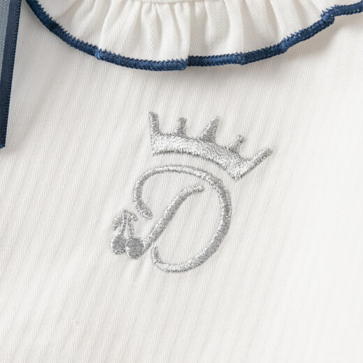 DAVE&BELLA girls' shirts short-sleeved children's tops college style big children's clothes summer new cotton girls' shirt white ready in stock 140 cm (recommended height 130-140cm)