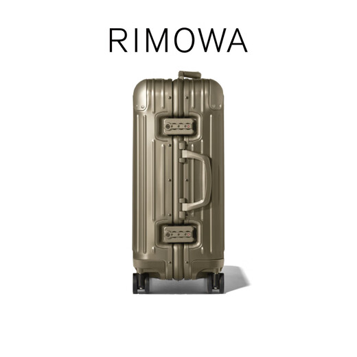RIMOWA Original 21-inch aluminum-magnesium alloy suitcase, trolley case, boarding case, titanium gold, 21-inch, suitable for short trips of 3-5 days