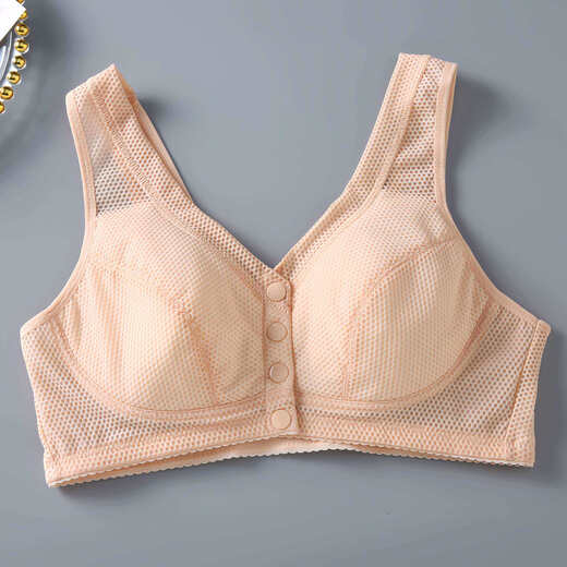 Duoxianju summer no steel ring no sponge mother's underwear for middle-aged and elderly women front button vest style breathable bra skin color 1 piece 4XL 85/3895-115Jin Jin is equal to 0.5 kg