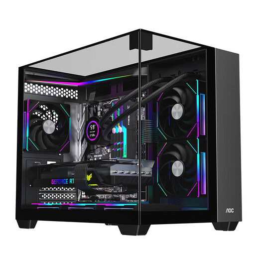 AOC星海CG399M黑色 游戏电脑海景房机箱 3D立体全景/三面玻璃/快拆设计/支持M-ATX主板/240水冷位