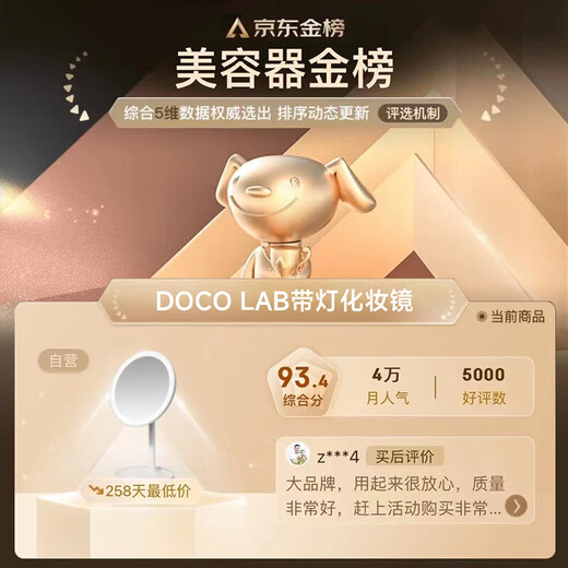 DOCO LAB mirror makeup mirror with light smart makeup mirror bedroom dormitory led desktop makeup mirror dressing table desktop high-definition makeup mirror Christmas gift for girlfriend