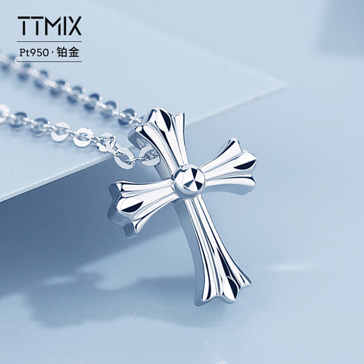TTMIX cross platinum necklace for women pt950 simple, fashionable and versatile platinum pendant for girlfriend 3.3-3.5g 40+3cm