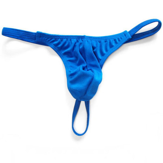 Men's super sexy underwear exposed hips men's thongs thin trousers elastic tight low waist thin belt T-trousers U convex bag sexy underwear alternative sexy SM erotic blue XXL