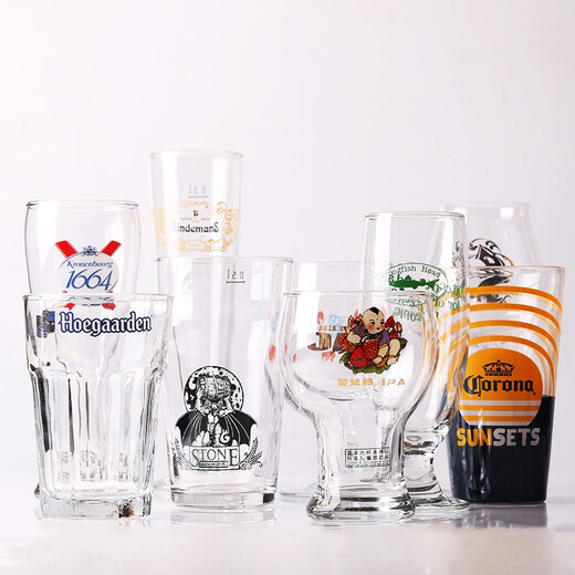 Multiple styles of lead-free glass beer mugs with logo, craft beer mugs, American IPA pint mugs, star rocket mugs, explosion mugs, various beer mugs, 1664 beer mugs, 410ML 2 pcs