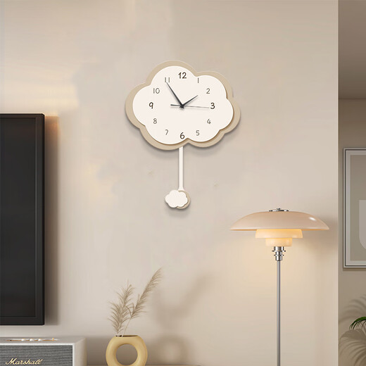 Mao Jiujiang Cream Fengyunduo punch-free living room clock hanging picture mute creative can swing left and right clock hanging wall decoration