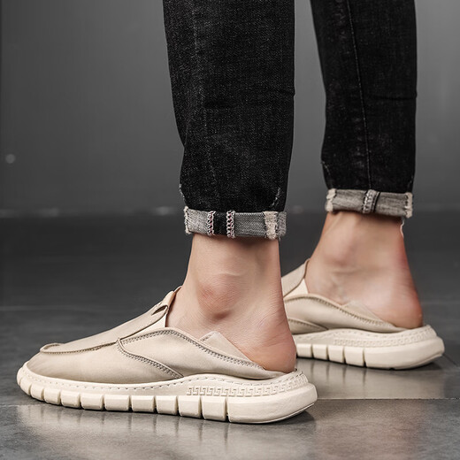 Belle strolls old Beijing cloth shoes men's summer trendy shoes canvas shoes men lazy people drive soft sole no laces light and breathable YS9901 beige 42