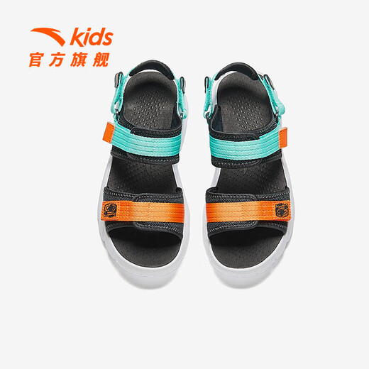 ANTA Children's Sandals Men's Beach Shoes 2024 Summer New Open-Toe Arch Student Outdoor Sandals Koala Gray/Fluorescent Aqua/Bright Orange-1 33 Size