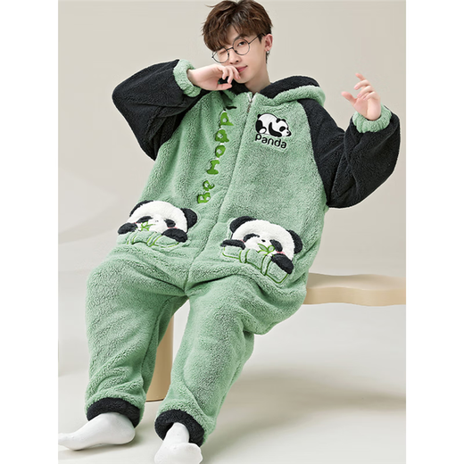 Shantoulin Village Shark Herren Herbst und Winter Großgröße einteiliger Pyjama 2024 Teenager Plüsch verdickte Korallenfell Heimkleidung ypf einteilig 3891 Braune Hirsche M Größe 160c/95jin [Jin gleich 0,5 kg]