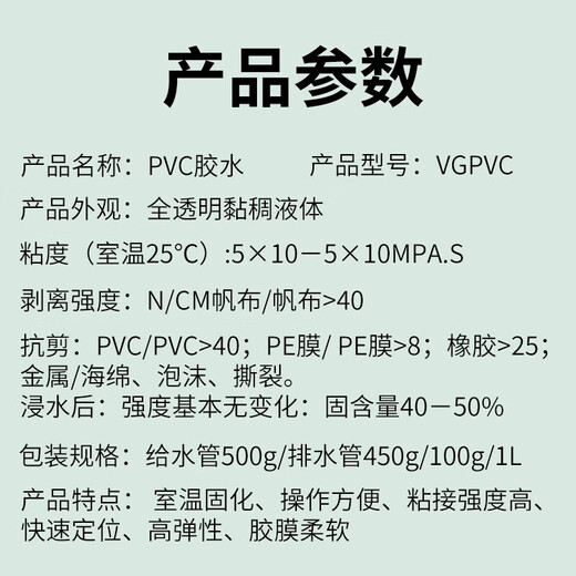 VIKAGU PVC glue high viscosity adhesive drainage pipe strong quick drying VGDR81 450ml 1 bottle