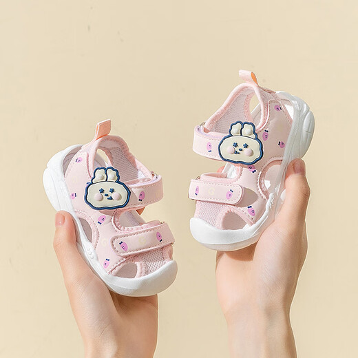 JOYNCLEON baby boy functional toddler shoes summer breathable baby 0-3 years old soft-soled non-slip girl toe-cap sandals pink inner length 13cm size 17