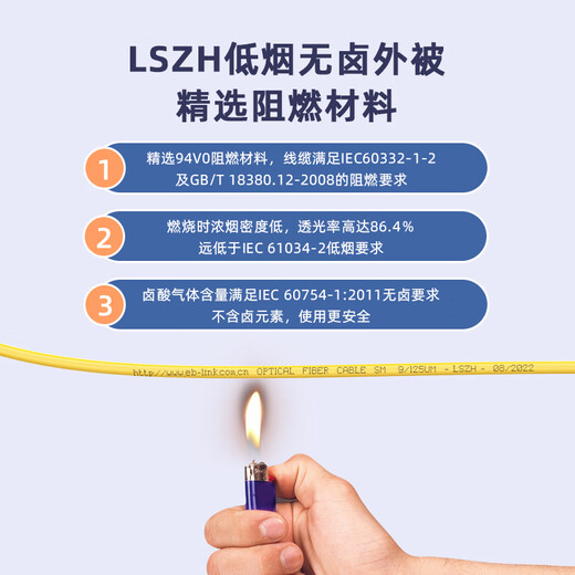 EB-LINK 工程电信级3米FC/APC-FC/APC单模单芯光纤跳线尾纤LSZH低烟无卤阻燃IDC机房数据中心