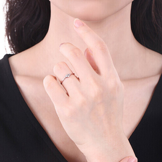 Safir platinum ring women's peach heart pt950 platinum car flower heart-shaped live mouth women's ring adjustable about 1.4 grams