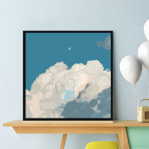 Mo Xiaoxie moderne einfache Nische abstrakte Cartoon Wohnzimmer Schlafzimmer Dekoration Malmaling Sofa Hintergrund Wandölmalerei handbemalte schöne hängende Malmalerei High-End-Gefühl kleines frisches Nachthängelmalerei Mo Xiaoxie 1371 30*30 cm Stoffmuster Film Single Couplet Black Edge